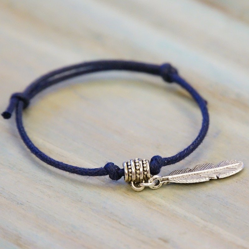 ITS: 812 [minimalist series · fly · A paragraph] wax rope bracelet. blue. - สร้อยข้อมือ - โลหะ สีน้ำเงิน