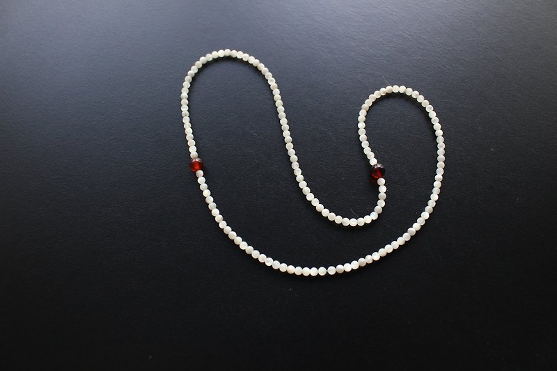 ☆, .- *'108 perles Xiuzhen / pearl garnet silver bracelet decorated double ring 2mm - สร้อยข้อมือ - วัสดุอื่นๆ ขาว