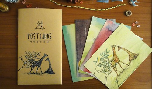 薛裊兒 ┇渲染 自然 明信片/卡片套組┇企鵝，長頸鹿，鼠鼠，海豚，月亮