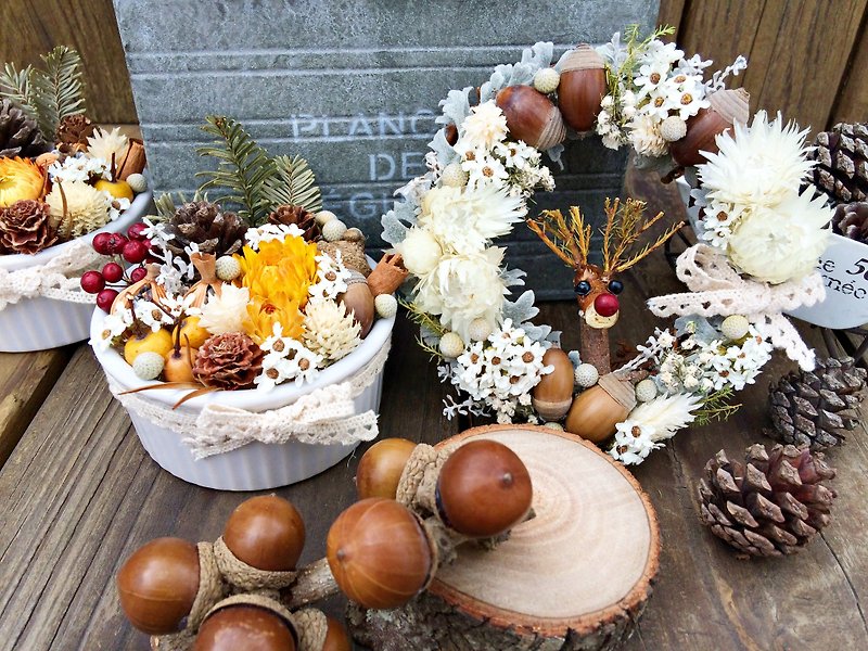 [Snow snowflake elk hunt ─ aromatic ring + DongCang fruit cup dried flower combinations] - Plants - Other Materials 