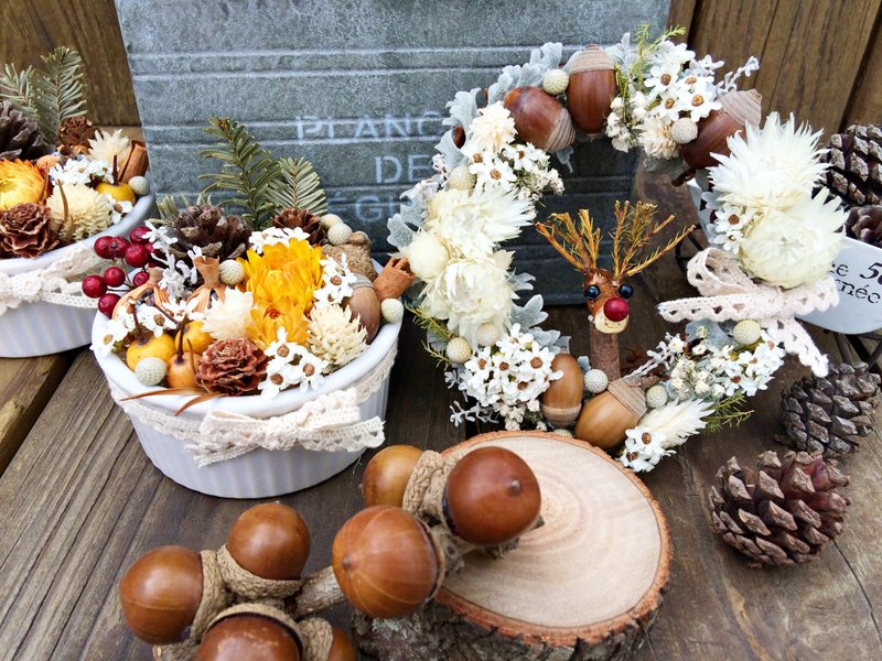 [Snow snowflake elk hunt ─ aromatic ring + DongCang fruit cup dried flower combinations] - ตกแต่งต้นไม้ - วัสดุอื่นๆ 