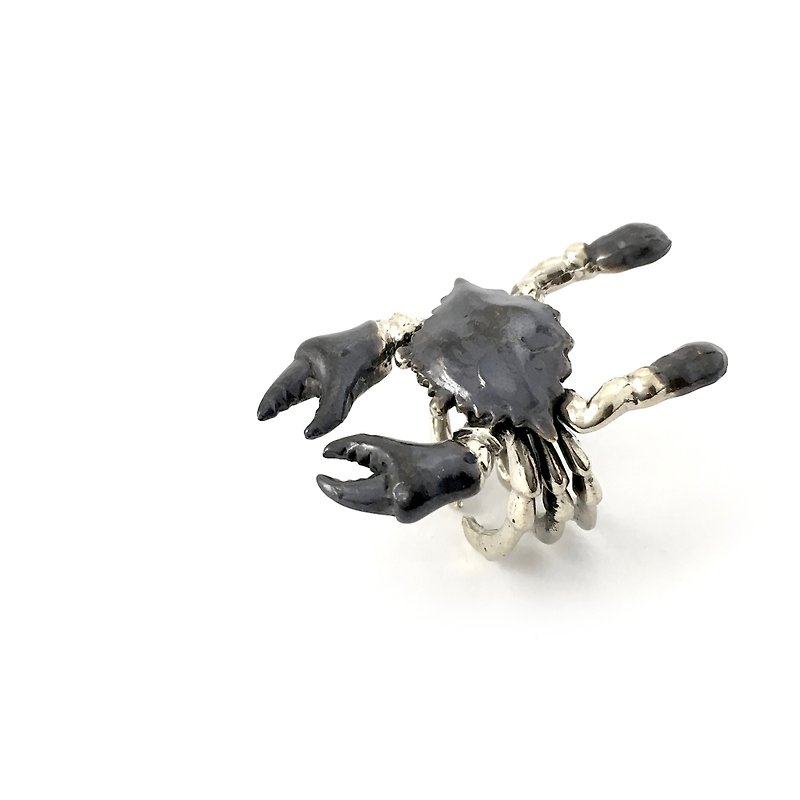 Zodiac Crab ring is for Cancer in white bronze and oxidized antique color ,Rocker jewelry ,Skull jewelry,Biker jewelry - 戒指 - 其他金屬 