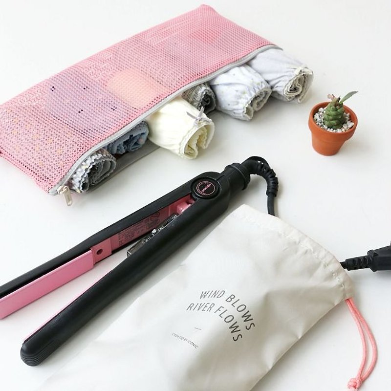 Dessin x iconic-風和日麗長版收納袋組(2入)-甜蜜粉,ICO84181 - 化妝袋/收納袋 - 塑膠 粉紅色