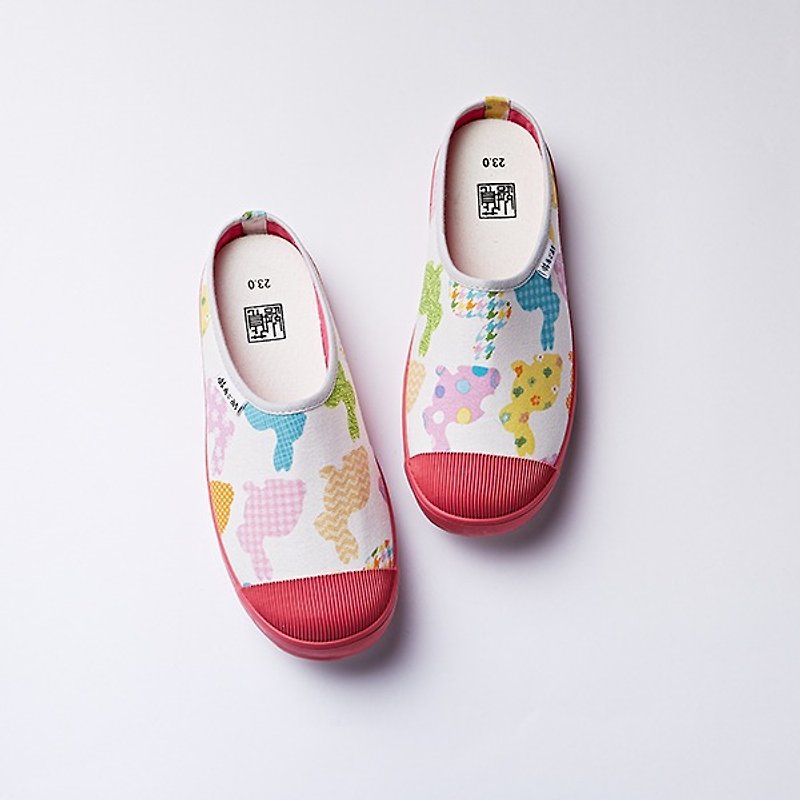 [Upcoming print / lazy day] candy bunny cloth / canvas shoes / Walking slipper / last few pairs / last pair of 26 - รองเท้าลำลองผู้หญิง - วัสดุอื่นๆ ขาว