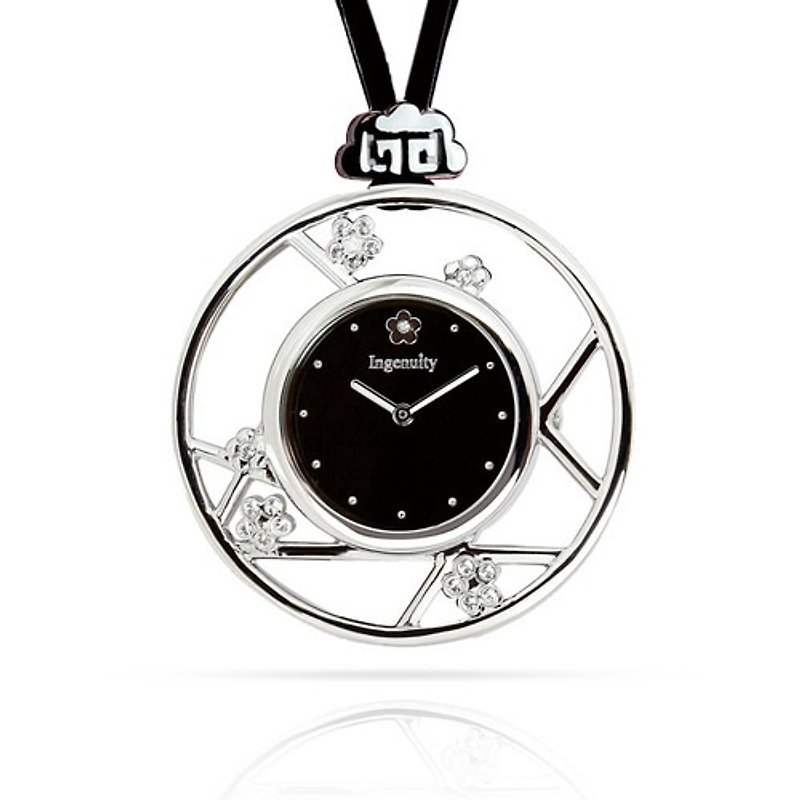 Black Plum Blossom Elegant Necklace Watch─Ingenuity Craftsmanship Collection - Necklaces - Other Metals 