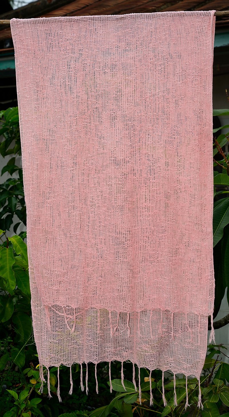 Madder vegetable dyes cotton shawl (mesh) - ผ้าพันคอ - ผ้าฝ้าย/ผ้าลินิน 