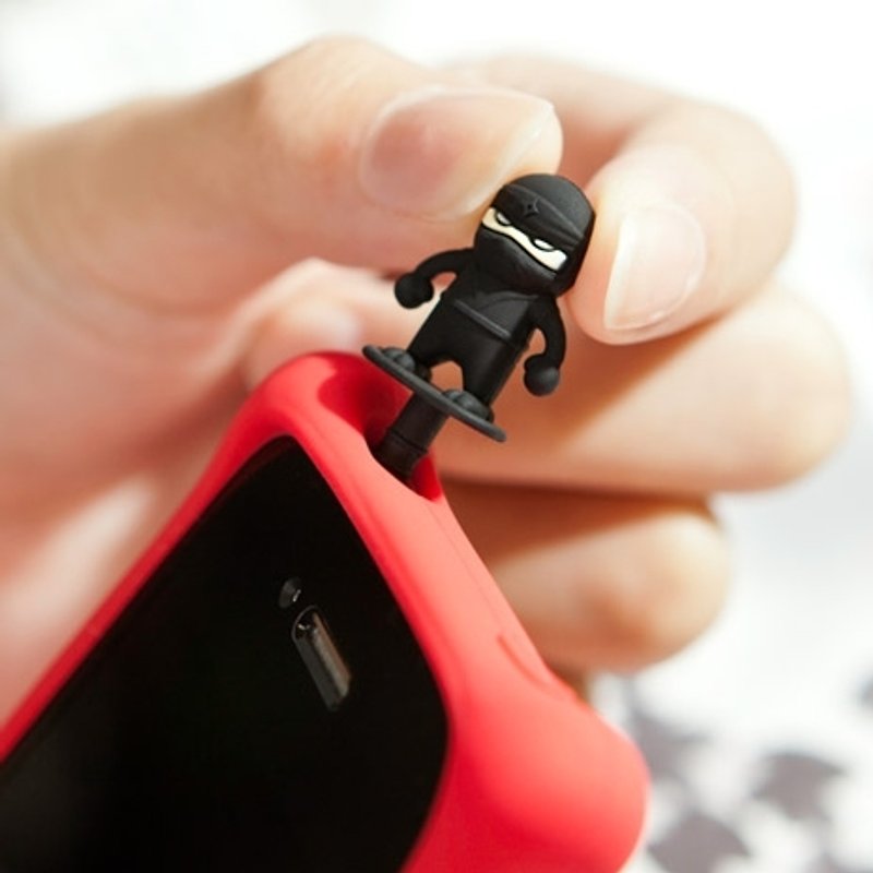 Ninja Ear Cap Dustproof Earphone Plug - ที่ตั้งมือถือ - ซิลิคอน สีดำ