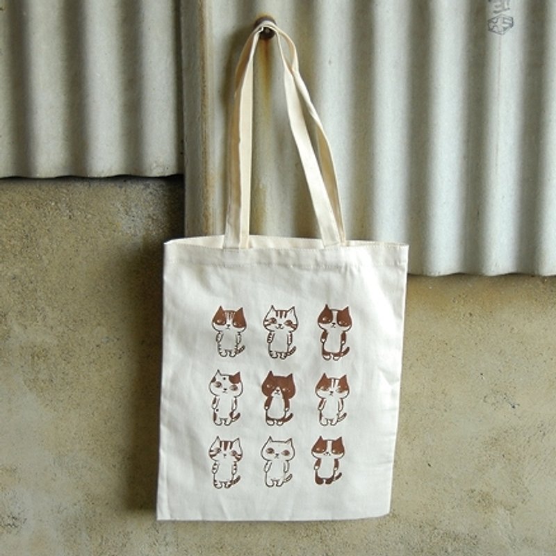 fish cat限量手工絹印袋 - 手提包/手提袋 - 其他材質 白色