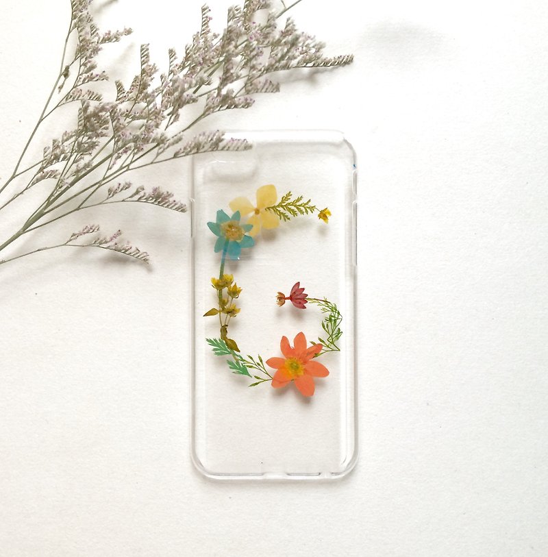 Hey Girls!::initial pressed flower phonecase - Other - Plastic Multicolor