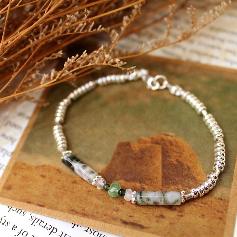 Journal (White Sea logs) - ah kelp kelp / silver hand-made, natural emerald bracelet bracelet - Bracelets - Other Materials Green