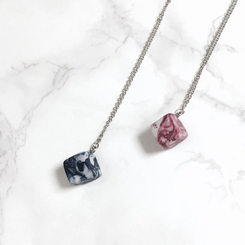 大理石紋頸鏈 ∎ Marble Necklace  ∎ Marble collection ∎ - 頸圈項鍊 - 其他金屬 白色