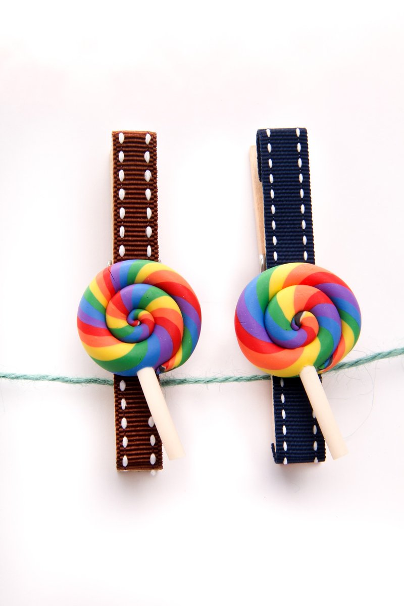 Rainbow lollipop wooden clip - Folders & Binders - Paper Multicolor