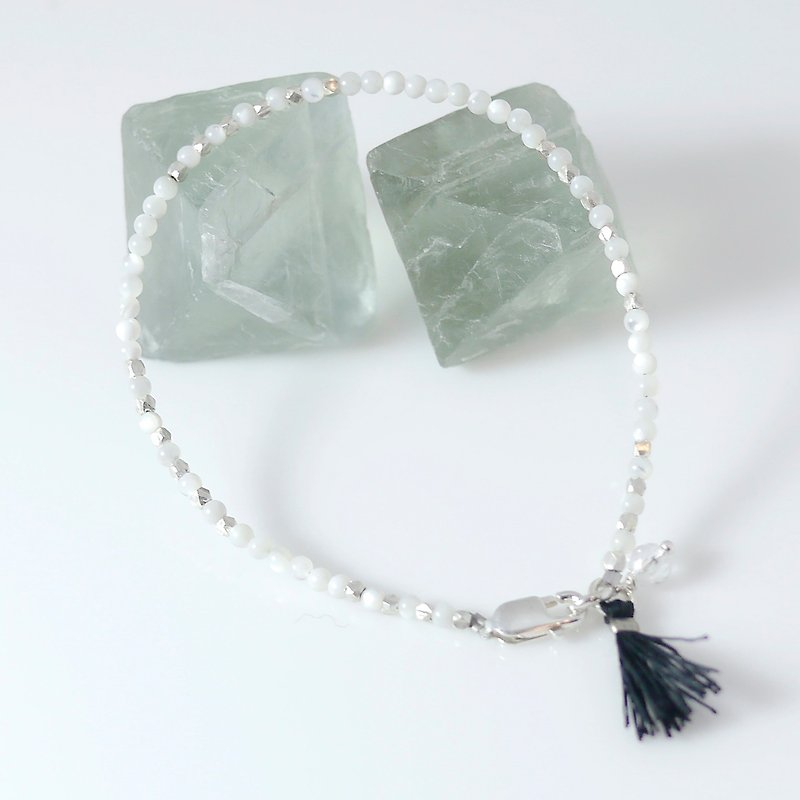 Summer Collection ~ Tridacna Sterling Silver Bracelet - Bracelets - Gemstone White