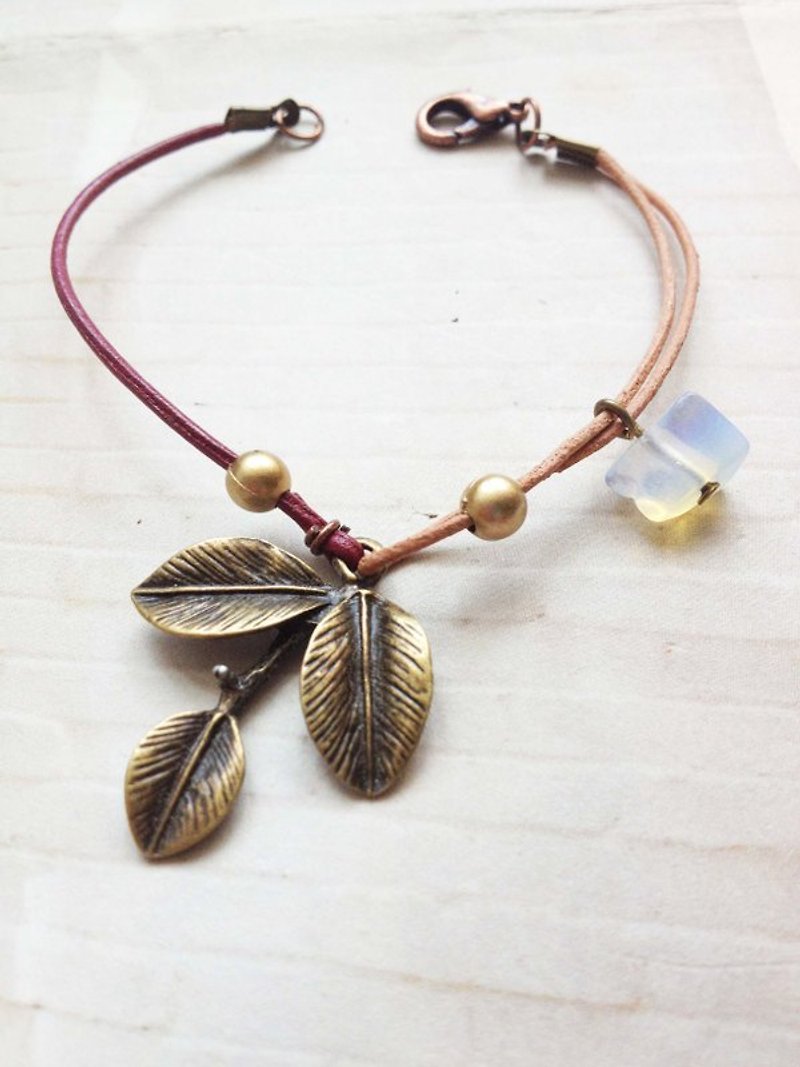﹉karbitrary﹉ ▲ bronze mosaic color leather bracelet hand rope bracelet gift - Bracelets - Genuine Leather Red