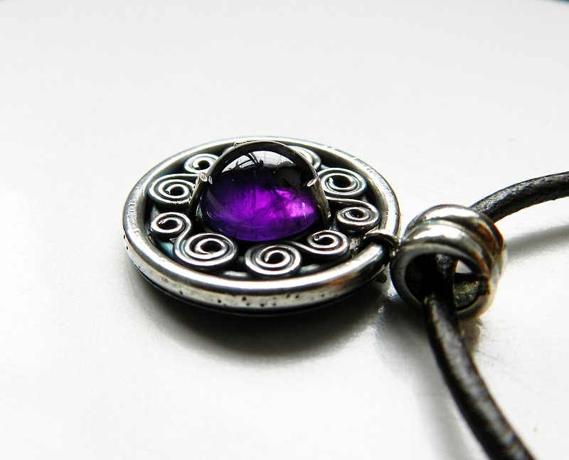 Amethyst Mandala / Silver - Necklaces - Gemstone Purple