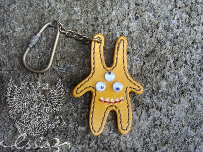 [ISSIS] Handmade three-eyed monster key ring - Charms - Genuine Leather Yellow