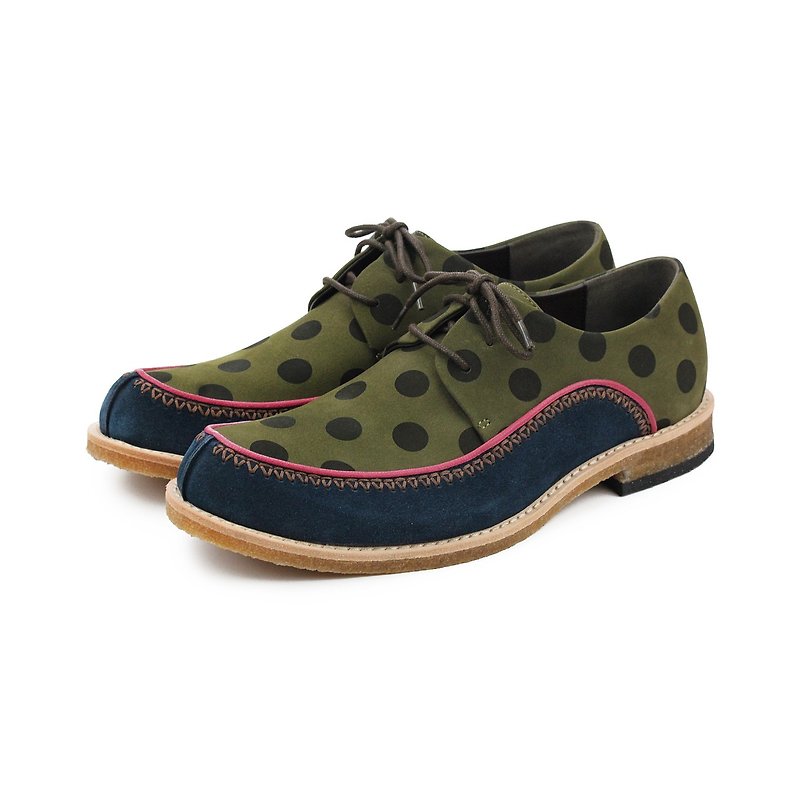 Derby shoes SAFARI M1132A Olive PolkaDot - Men's Casual Shoes - Genuine Leather Multicolor