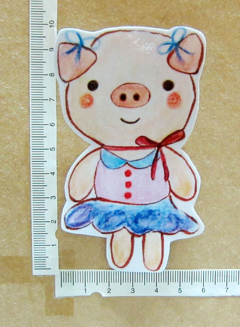 Hand drawn illustration style completely waterproof sticker pig beauty - Stickers - Waterproof Material Pink