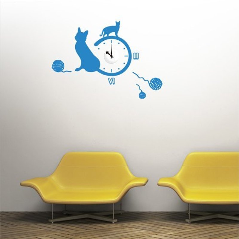 Smart Design Creative Seamless Wall Sticker-Cat Time 8 colors available (including Taiwan clock movement) - อื่นๆ - วัสดุอื่นๆ สีดำ