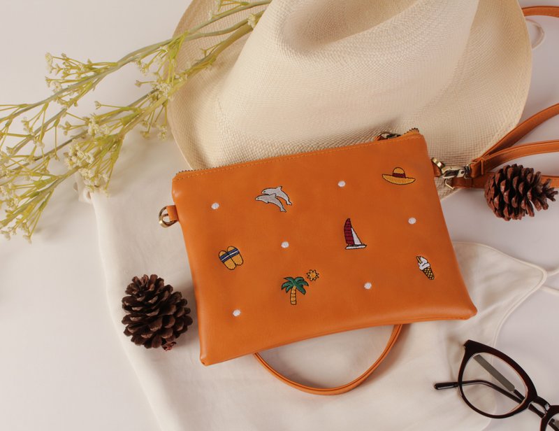 mini BEACHGOER bag - 黃色 - 側背包/斜背包 - 繡線 黃色
