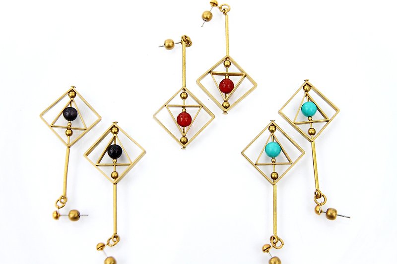Triangle in square wand Earrings - ต่างหู - โลหะ 