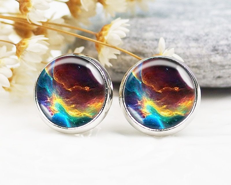 Universe Nebula-Clip-on earrings︱Auricle earrings︱Fashion accessories for small face modification︱Birthday gifts - ต่างหู - โลหะ หลากหลายสี