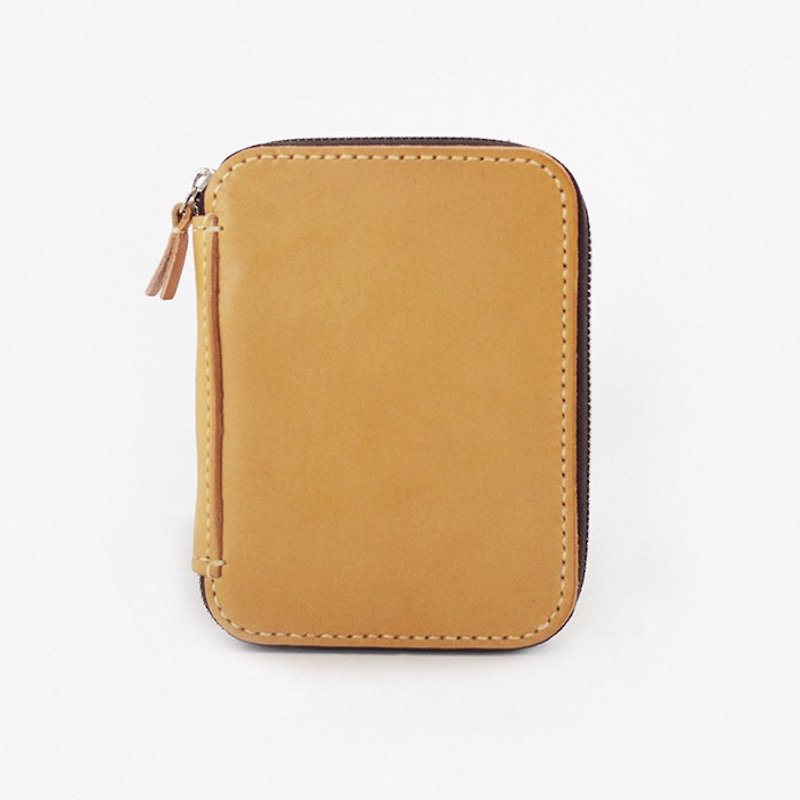 JOYDIVISION vegetable tanned leather multifunctional storage bag cowhide zipper wallet female personality long lady - กระเป๋าสตางค์ - กระดาษ สีส้ม