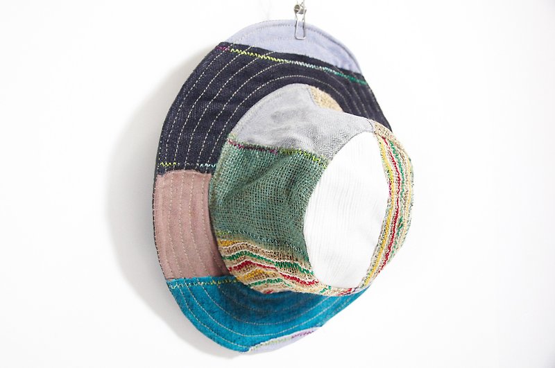 Stitching hand-woven cotton hat / knit hat / fisherman hat / visor / straw hat / patchwork hat - tropical texture wind - Hats & Caps - Other Materials Multicolor