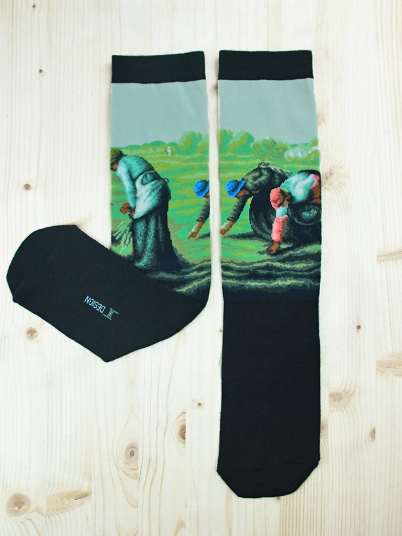 JHJ Design 加拿大品牌 高彩度針織棉襪 名畫系列 - 拾穗襪子(針織棉襪) 弗朗索瓦·米勒 - 襪子 - 其他材質 