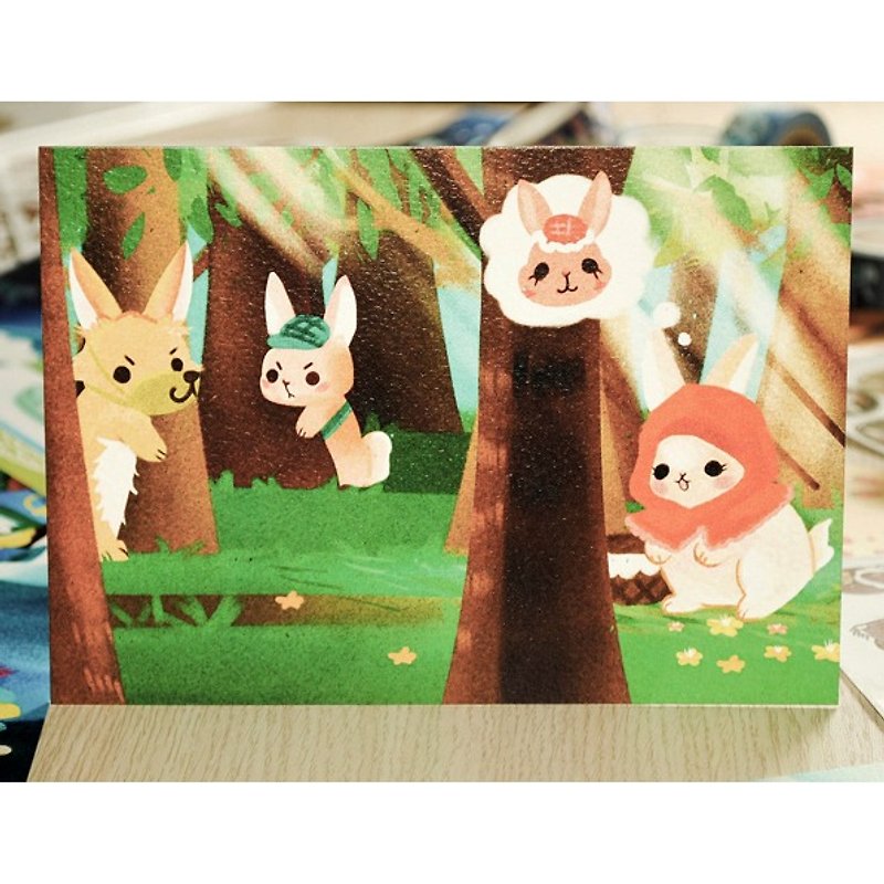 กระดาษ การ์ด/โปสการ์ด - Bunny tale - Little Red Riding Hood * Postcard
