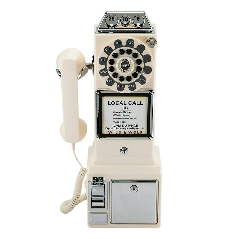 [SUSS]英國進口1950年美式三投幣孔復古電話/壁掛工業風-米白色現貨免運(絕版品) - Other - Plastic White