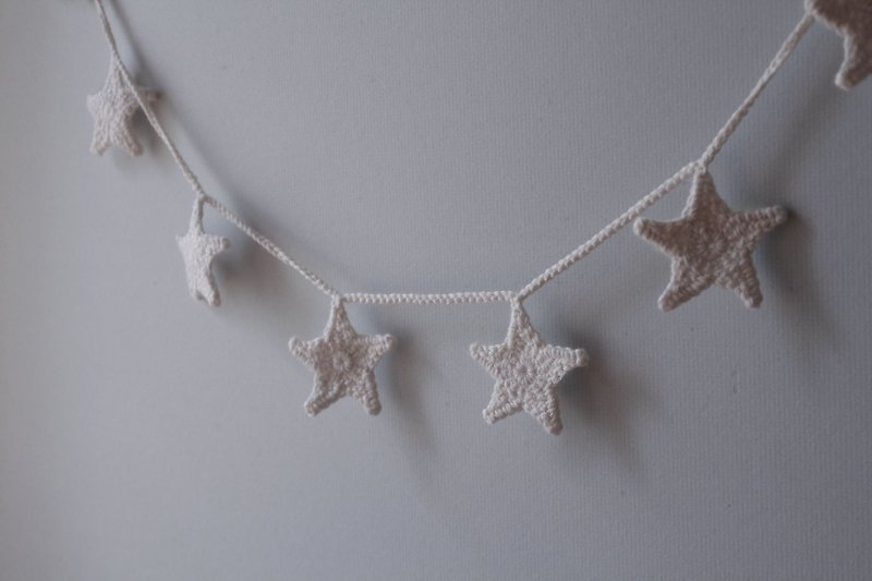 羊毛 擺飾/家飾品 白色 - 聖誕裝飾 白色手鉤星星壁飾