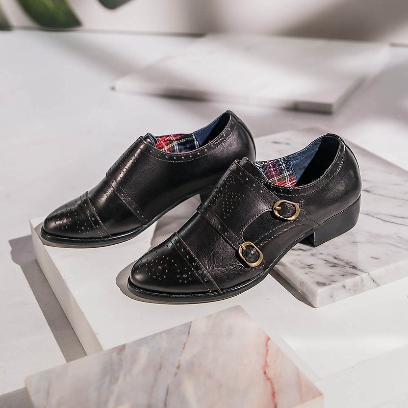 e cho retro gentry double buckle Munch shoes ec19 black - Women's Casual Shoes - Genuine Leather Black