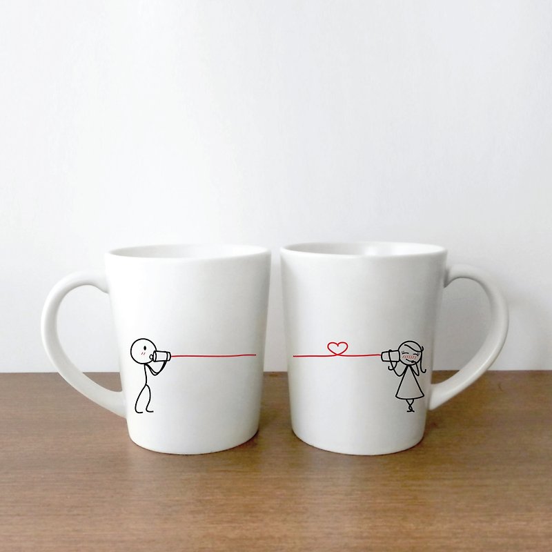 'Canphone' Boy Meets Girl couple mugs by Human Touch - แก้วมัค/แก้วกาแฟ - ดินเหนียว ขาว