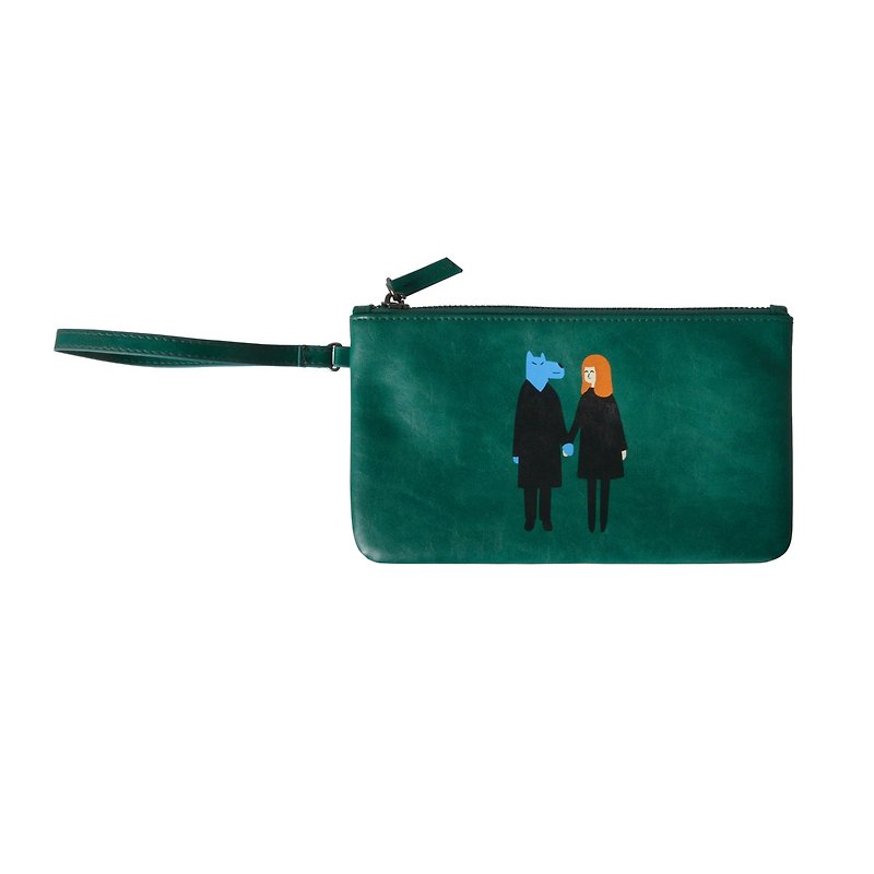 KIITOS intimate series debris bag - Beauty and the Beast section # # Quick arrival - Toiletry Bags & Pouches - Genuine Leather Green