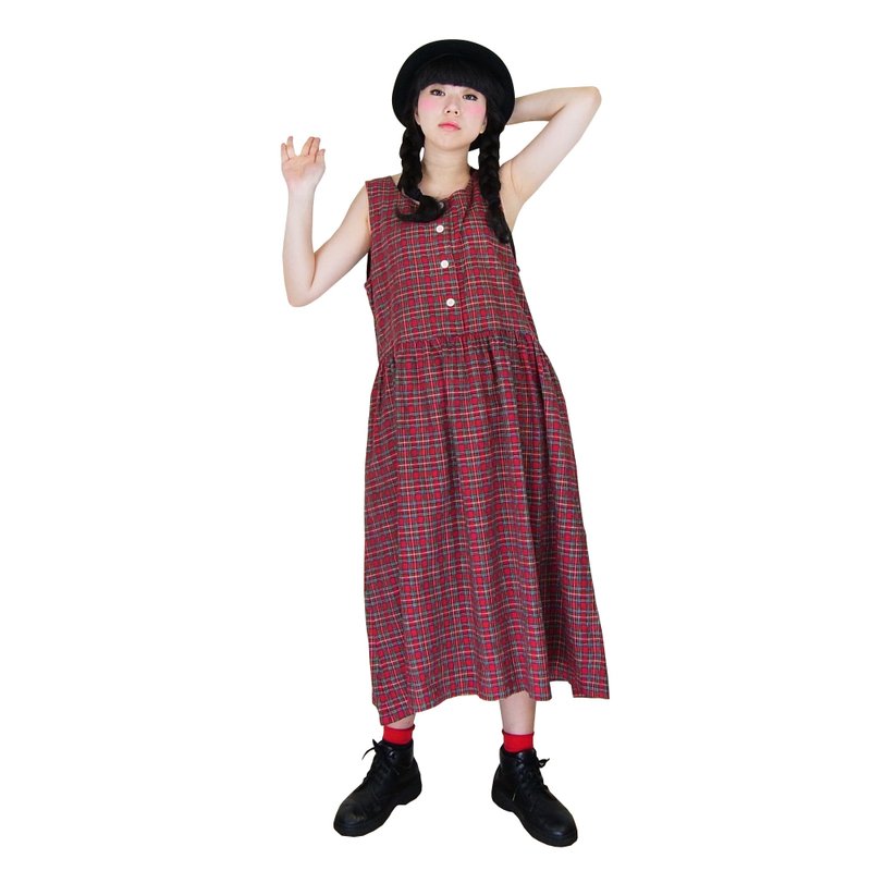 A PRANK DOLLY - a retro pattern vest dress VINTAGE Scotland - ชุดเดรส - วัสดุอื่นๆ หลากหลายสี