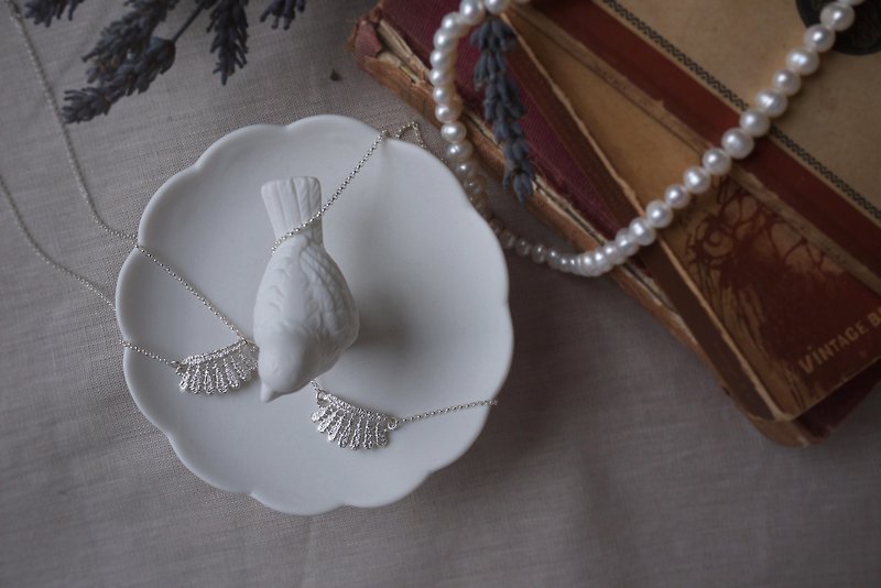 Silver 925 Lace Necklace, Queen Elisabeth, Wedding Bridal Jewelry - สร้อยคอ - โลหะ สีเงิน