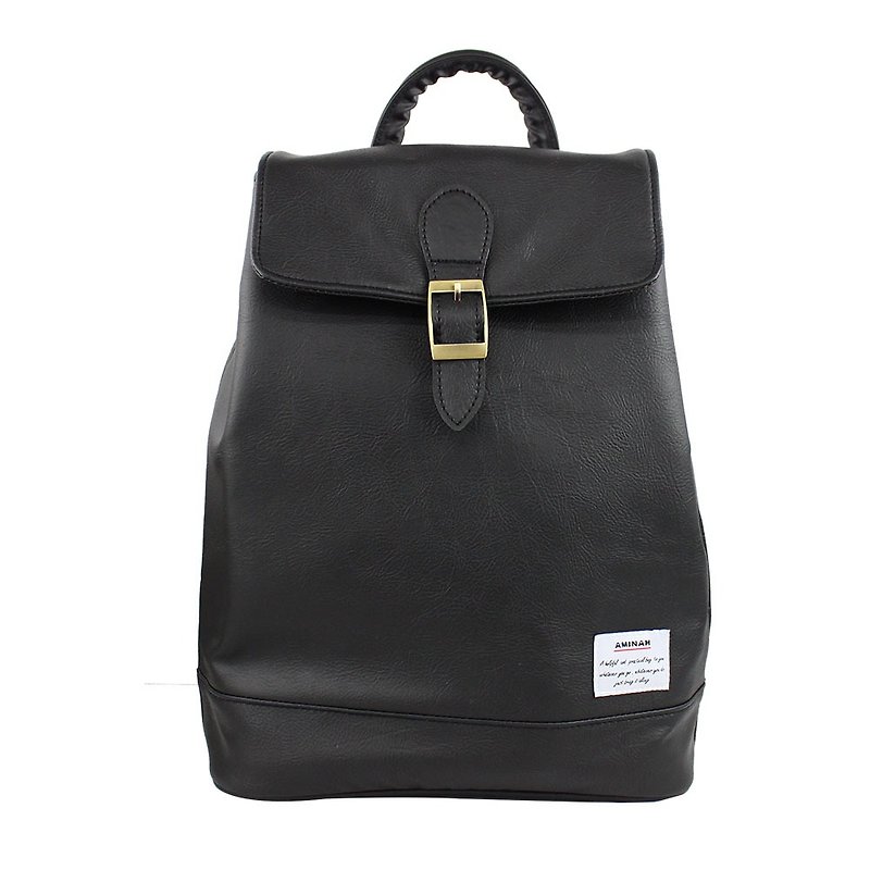 AMINAH-Black fairy tale small backpack[am-0223] - กระเป๋าเป้สะพายหลัง - หนังเทียม สีดำ