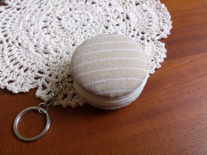 Chomii. Macaron CHARM zipper purse jewelry box meter stripes - Charms - Other Materials Khaki