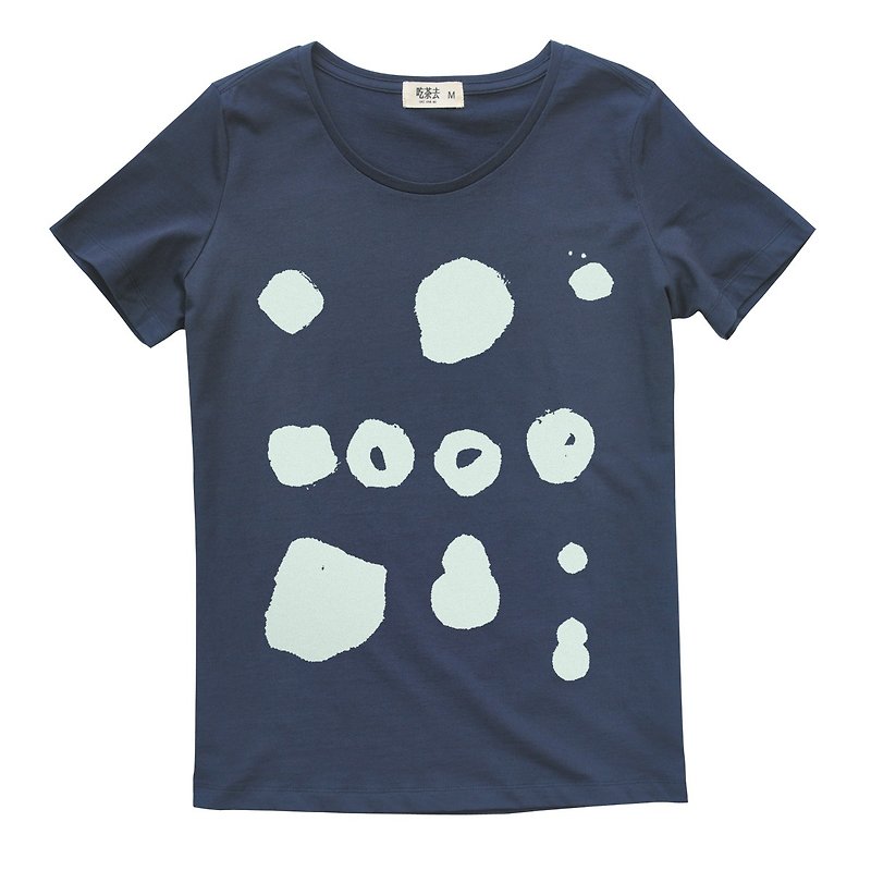 Explications original brand women's cotton round neck short-sleeved T-shirt dark blue abstract point - Women's T-Shirts - Cotton & Hemp 