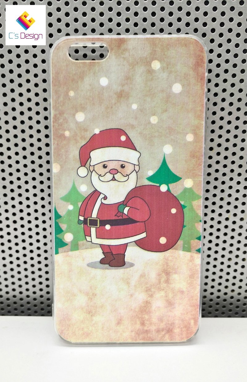 冬日聖誕老人圖案訂製 Samsung S7 S8 note5 iPhone 5 5s 6 6s 6 plus 7 7 plus 8 8 plus X ASUS HTC Sony LG g5 v20 手機殼 手機套 電話殼 聖誕節 phonecase - 手機殼/手機套 - 塑膠 卡其色