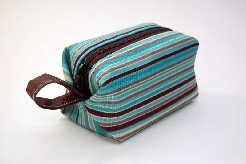 カジュアル·ライフ手作りストライプボックス化粧品 - ポーチ - その他の素材 ブルー