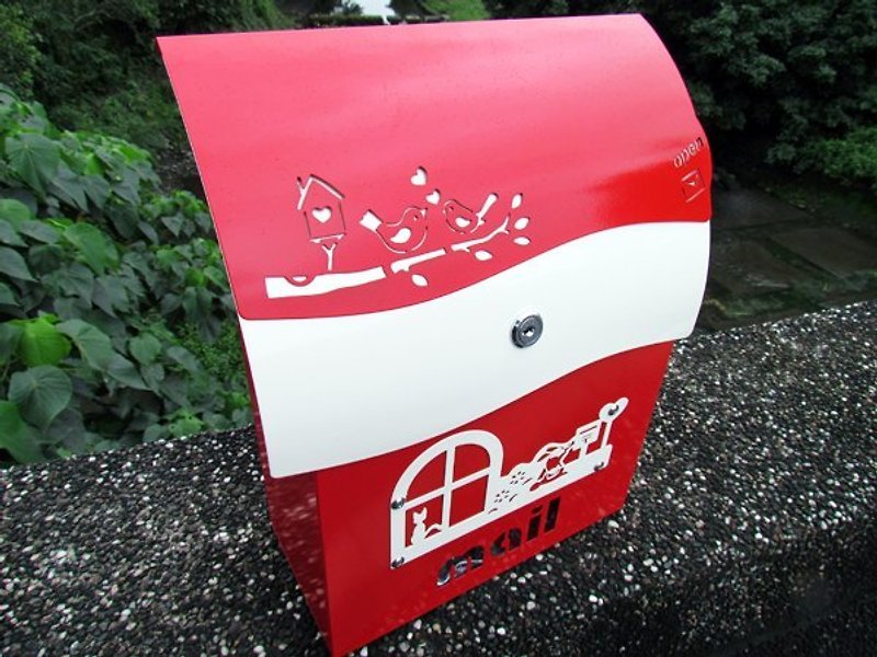 Design style lockable semi-aluminum Stainless Steel letter box mailbox color top cover house number pattern can be selected - ของวางตกแต่ง - โลหะ สีแดง