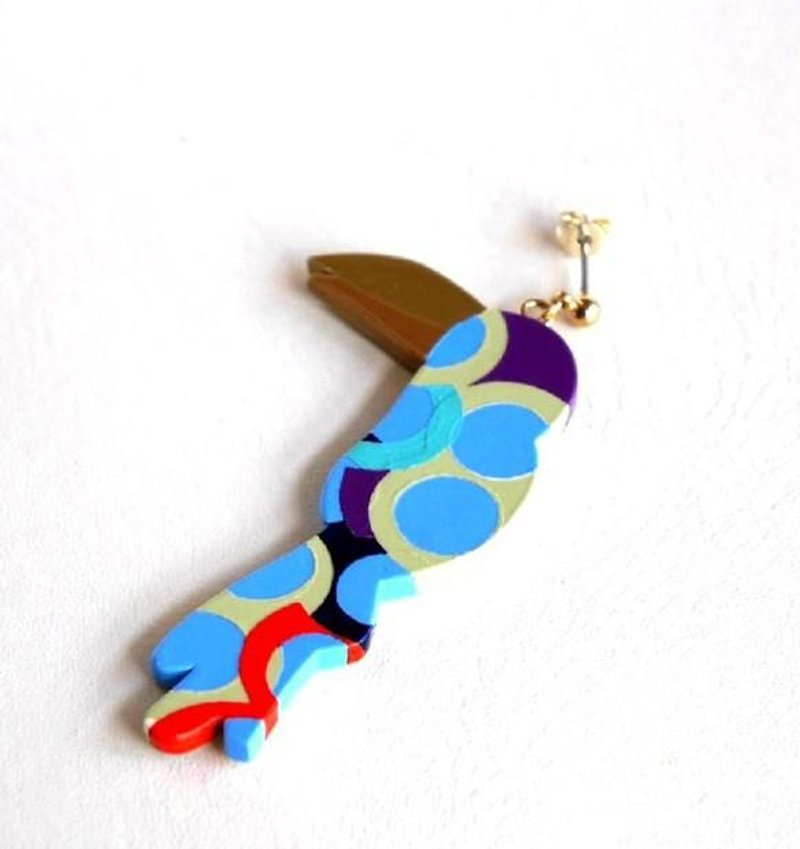 鸚鵡 單耳耳環 - 耳環/耳夾 - 塑膠 多色