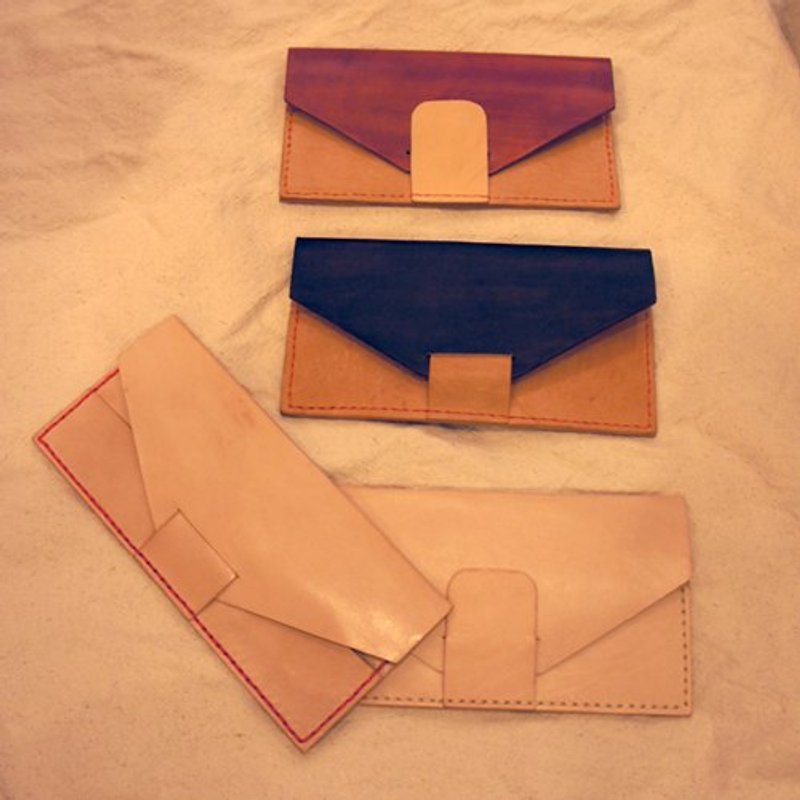 Small things} Designer's leather hand-made: Envelope Series_Long Wallet_Horizontal Version - กระเป๋าสตางค์ - หนังแท้ สีนำ้ตาล