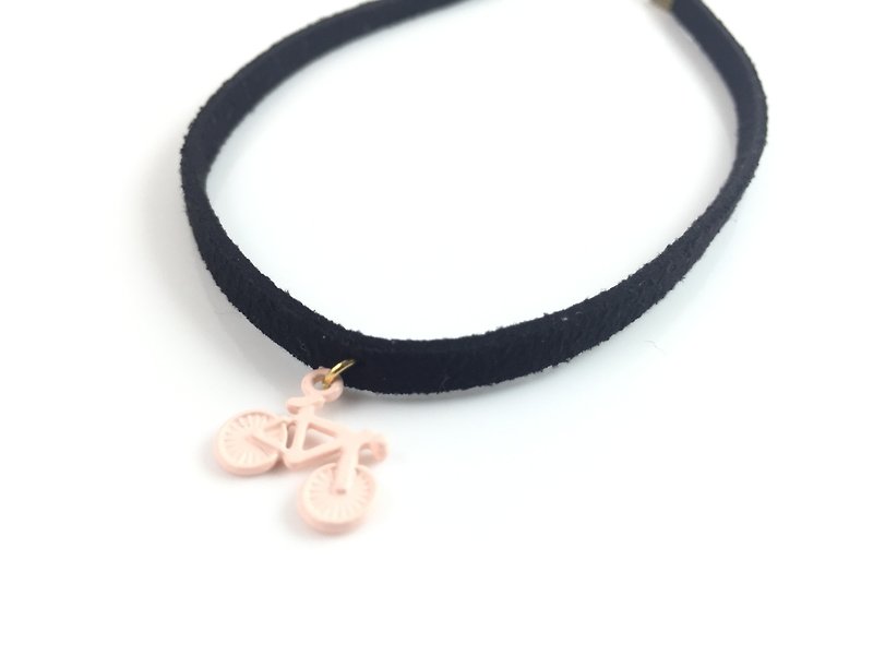 "Pink color small sailboat Necklace" - สร้อยคอ - หนังแท้ สีดำ