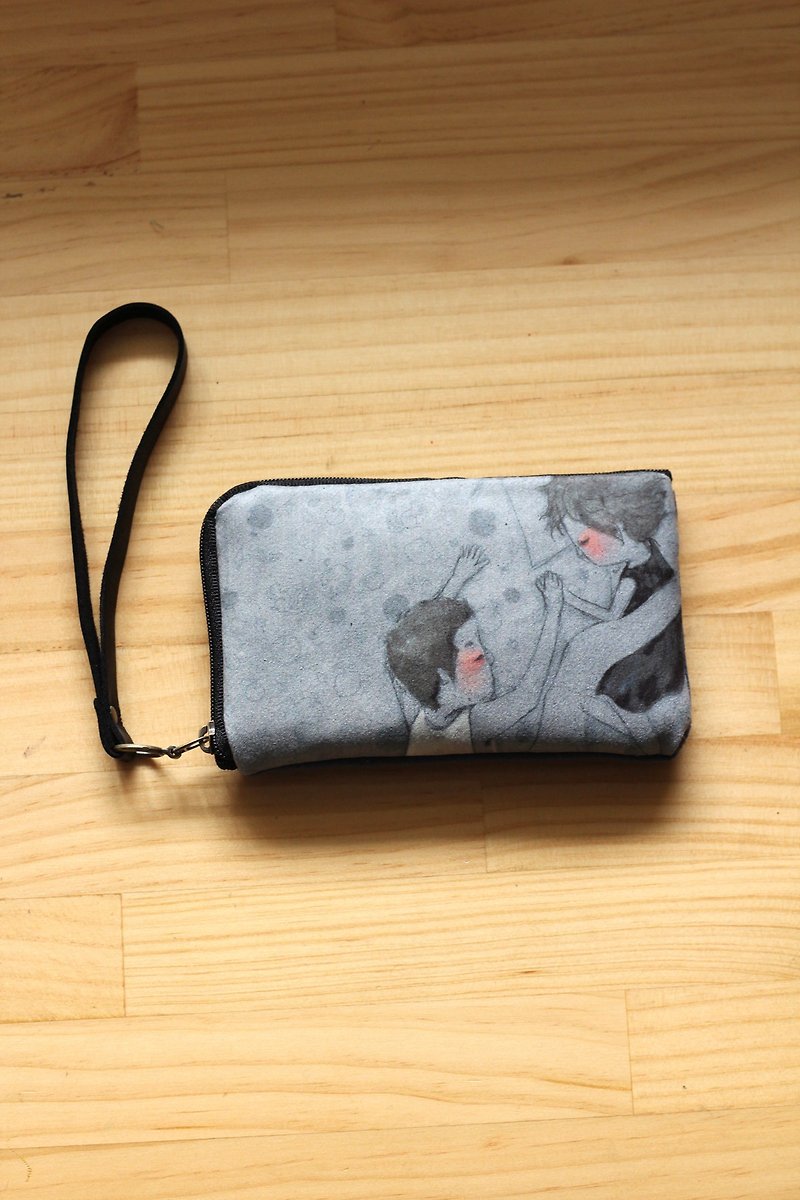 If we love each other, illustration mobile phone bag iphone mini/wallet/document bag/card holder - Other - Other Materials Gray