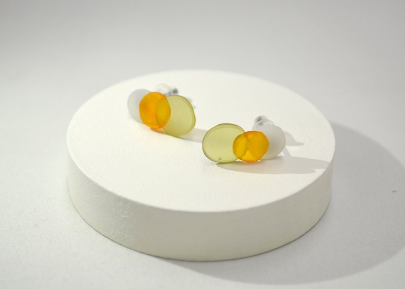 Earrings thin glass material orange series - Earrings & Clip-ons - Glass Orange