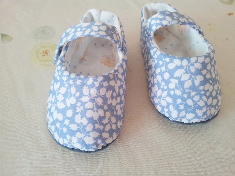 Small leaves blue baby shoes - Baby Shoes - Other Materials Blue