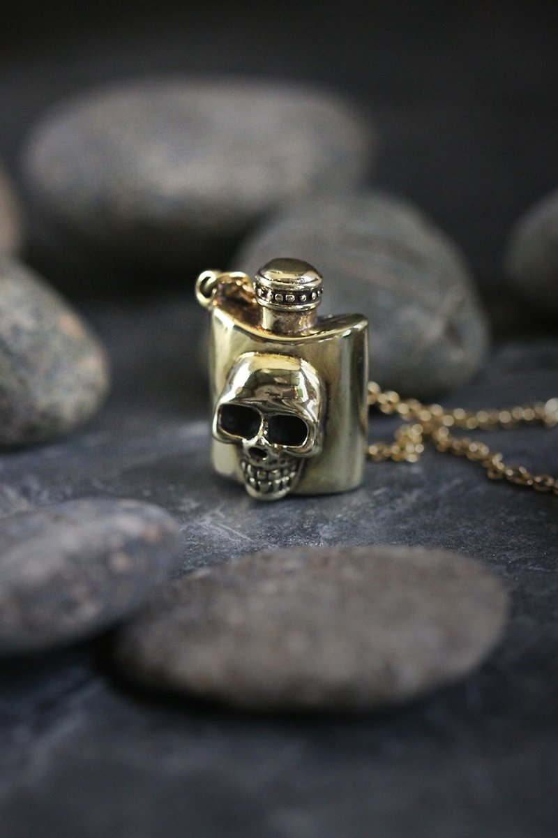 Whisky Skull Bottle Charm Necklace by Defy - Jewelry Accessories - 項鍊 - 其他金屬 